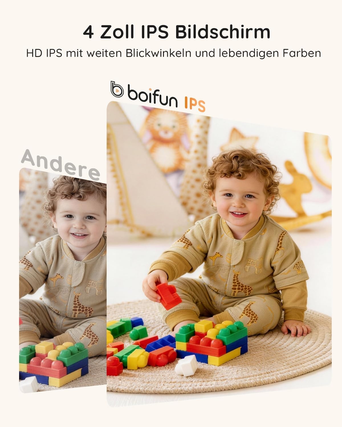 BOIFUN babyfoon met camera 4,0 inch IPS beeld