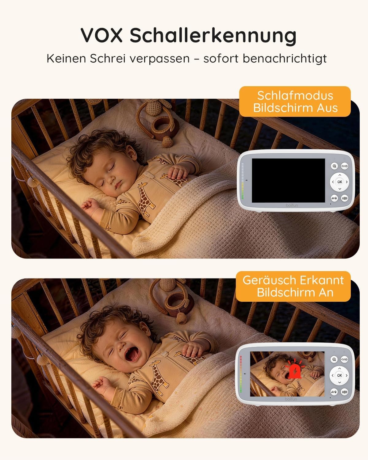 BOIFUN babyfoon met camera 4,0 inch IPS beeld