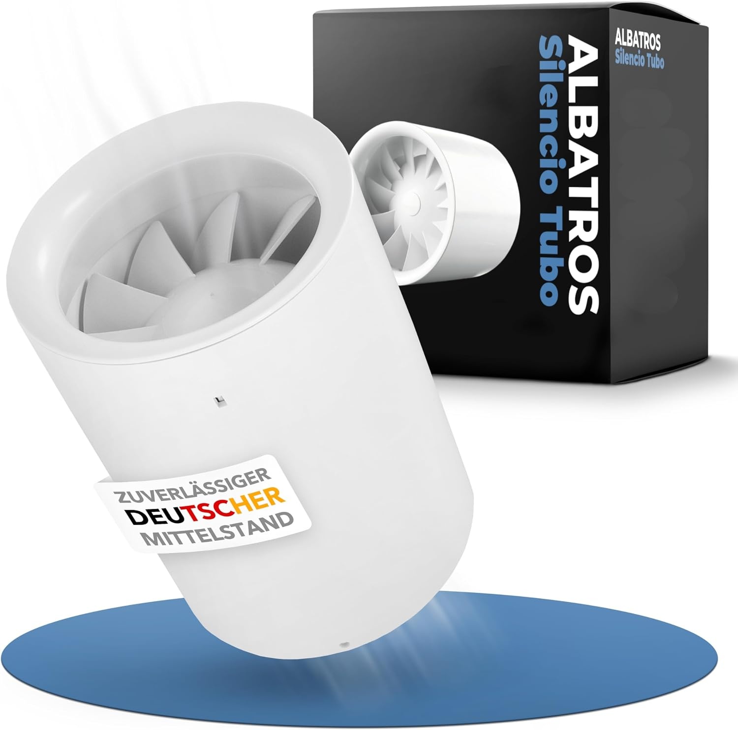 Silencio Tubo buisventilator, 100 mm, extra stil en krachtig, innovatieve buisventilator voor badkamer, keuken en woonkamer, zorgt voor een aangenaam klimaat