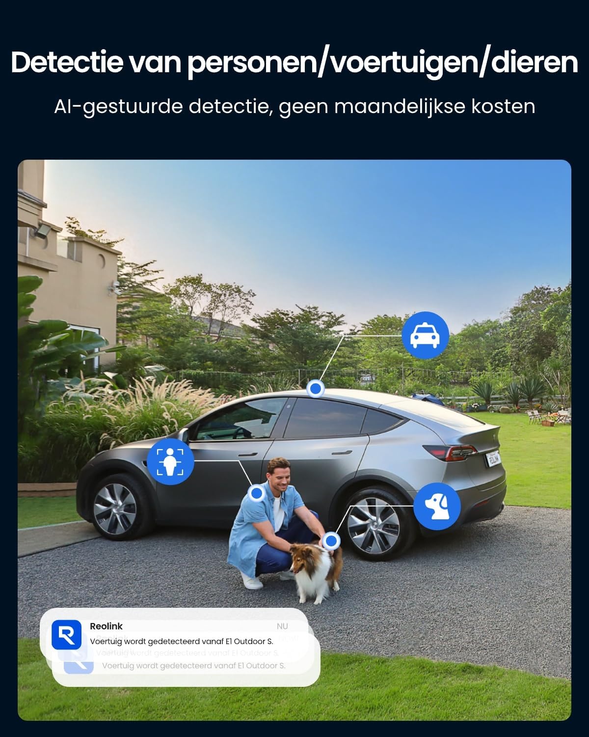 Reolink 4K PTZ-camera met bewegingsdetectie, auto-tracking, dual-band Wi-Fi 6, 355° pan, 50° tilt, tweewegspraak en kleuren-nachtzicht, E1 Outdoor S