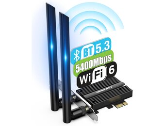 NEWFAST AX5400 WLAN PCIe netwerkkaart met Bluetooth 5.3, WiFi 6E Tri-band PCIe WiFi Adapter 5374Mbps PCI-E WiFi Card ondersteunt Windows 10/11, MU-MIMO, OFDMA, WPA3