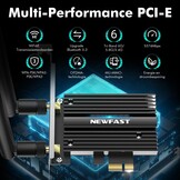NEWFAST AX5400 WLAN PCIe netwerkkaart met Bluetooth 5.3, WiFi 6E Tri-band PCIe WiFi Adapter 5374Mbps PCI-E WiFi Card ondersteunt Windows 10/11, MU-MIMO, OFDMA, WPA3