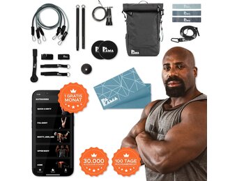 PAKAMA Sporttas 2.0 (set van 10 stuks) met zware weerstandsbanden, bar, trainingsbanden, handvat voor fitness en training - krachttraining en thuisgymnastiekapparatuur voor heren en dames