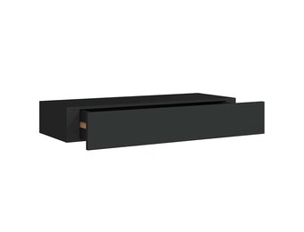 Zwart MDF Wandschap met Lade 60x23,5x10 cm - 34% Korting