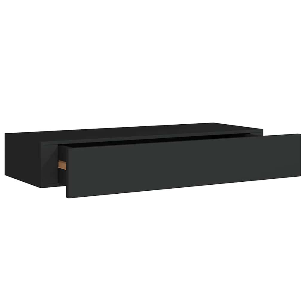 Zwart MDF Wandschap met Lade 60x23,5x10 cm - 34% Korting