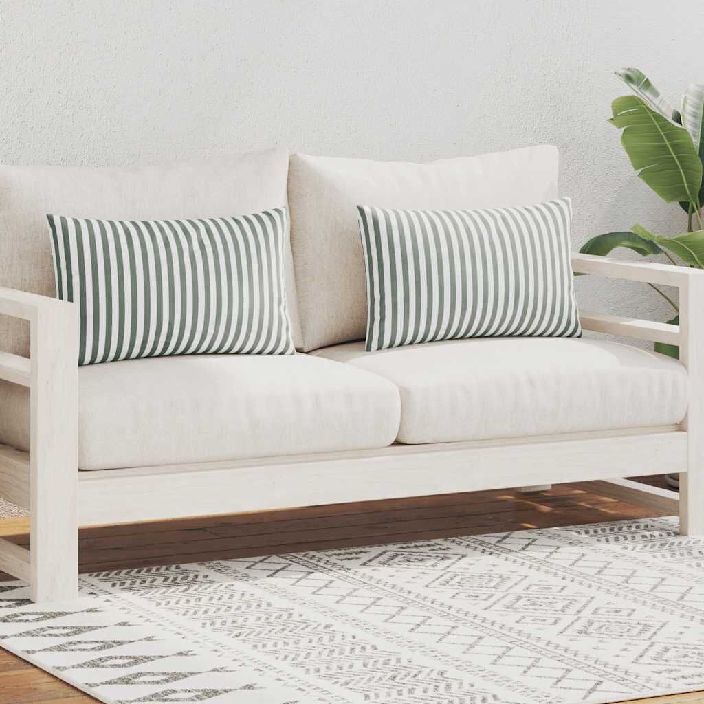 vidaXL Buitenkussens 60x40 cm gestreept grijs 2 st