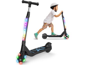 SISIGAD E-step voor kinderen van 6 tot 12 jaar, met knipperende ledlampen en 3 instelbare hoogtes, elektrische step voor kinderen van max. 10 km/u, motor van 45 W, maximale belasting 70 kg