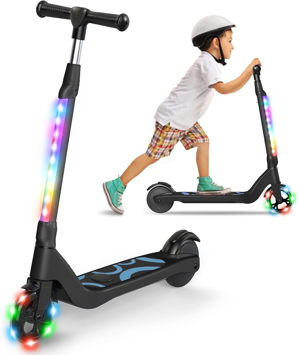 SISIGAD E-step voor kinderen van 6 tot 12 jaar, met knipperende ledlampen en 3 instelbare hoogtes, elektrische step voor kinderen van max. 10 km/u, motor van 45 W, maximale belasting 70 kg