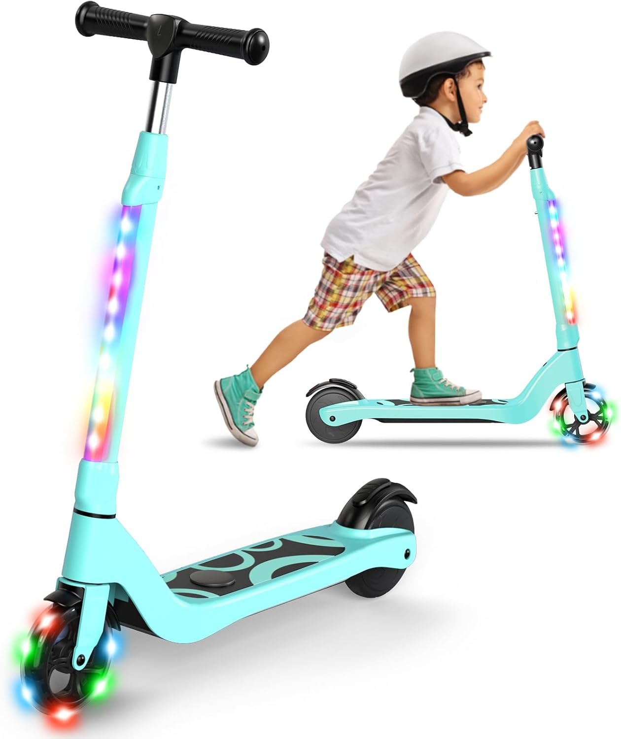 SISIGAD E-step voor kinderen van 6 tot 12 jaar, met knipperende ledlampen en 3 instelbare hoogtes, elektrische step voor kinderen van max. 10 km/u, motor van 45 W, maximale belasting 70 kg