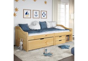 vidaXL Slaapbank met 3 lades IRUN 90x200 cm Grenenhout - 35% Korting