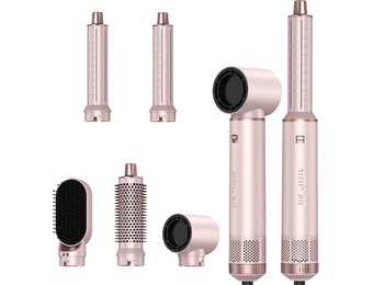 Dryhsip Hot Air Brush, 5-in-1 Hair Styler for Travel, Everyday Life, Gifts, Hot Air Brush, Styling Brush, Multifunctional Hair Styler, Air Styler, Negative Ion Hair Styler with Curling Iron, Pink