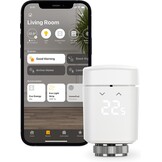 Eve Thermo - Slimme radiatorthermostaat met LED-display, automatische temperatuurregeling, geïntegreerde aanraakbedieningen, Bluetooth - en HomeKit-technologie; geen bridge vereist; gemaakt in Duitsland