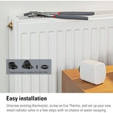 Eve Thermo - Slimme radiatorthermostaat met LED-display, automatische temperatuurregeling, geïntegreerde aanraakbedieningen, Bluetooth - en HomeKit-technologie; geen bridge vereist; gemaakt in Duitsland