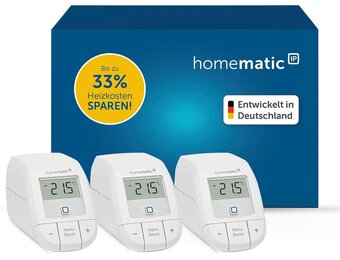 Homematic IP Smart Home 161216A1 Uitbreidingsset voor verwarming, basic, 3 x digitale thermostaat, verwarming, bediening via app, Alexa, Google Assistant, eenvoudige installatie, energiebesparing