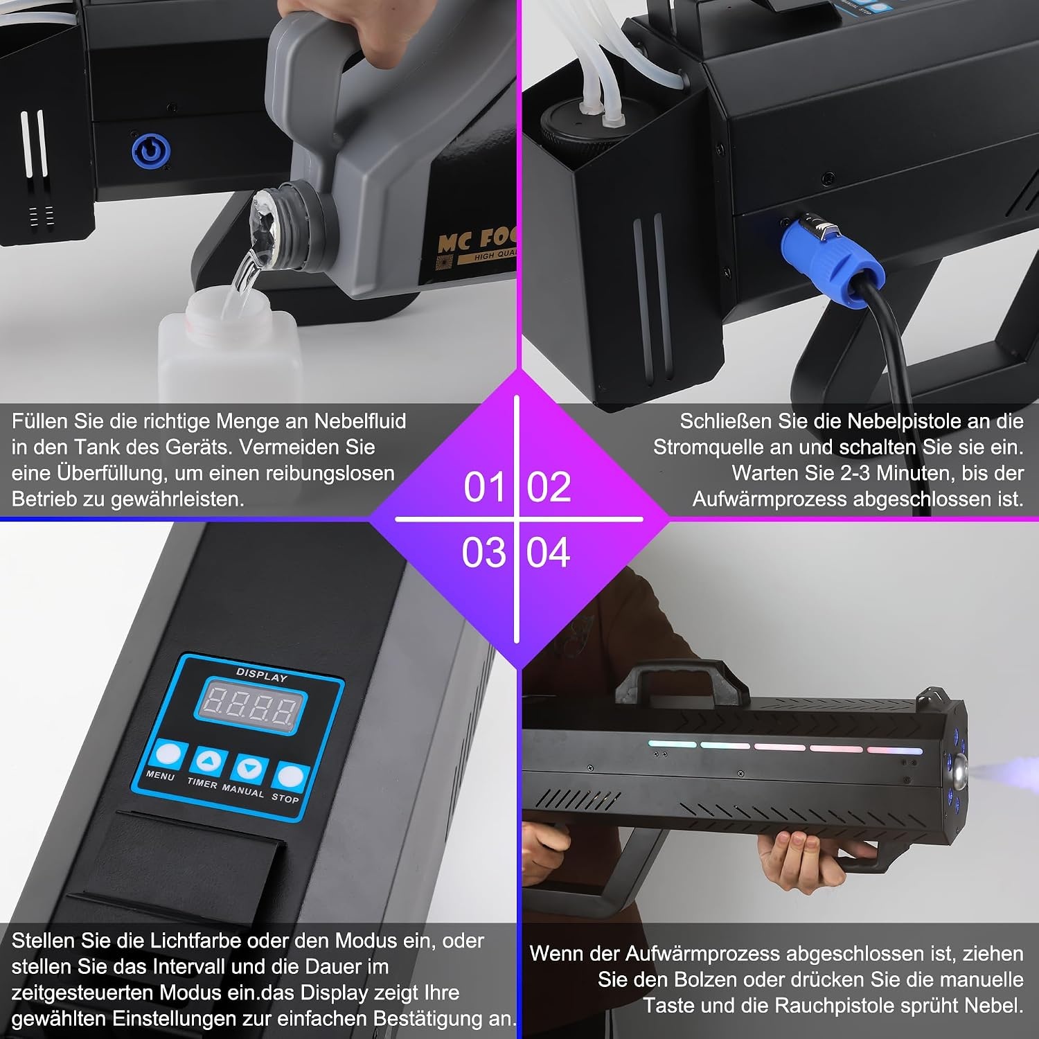 Telbum 1500 W handheld rookmachine rookpistool voor feestjes