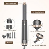 Dryhsip Haardrogerborstel, 5-in-1 heteluchtborstel, föhn en styler met afneembare opzetstukken (krultang, volumeborstel, stijltang, krulspeld), lichtgewicht reisföhns voor vrouwen, compact formaat