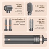 Dryhsip Haardrogerborstel, 5-in-1 heteluchtborstel, föhn en styler met afneembare opzetstukken (krultang, volumeborstel, stijltang, krulspeld), lichtgewicht reisföhns voor vrouwen, compact formaat