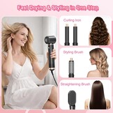 Dryhsip Haardrogerborstel, 5-in-1 heteluchtborstel, föhn en styler met afneembare opzetstukken (krultang, volumeborstel, stijltang, krulspeld), lichtgewicht reisföhns voor vrouwen, compact formaat