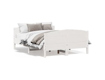 Wit Grenenhouten Bedframe met Hoofdbord (140x190 cm) - 54% Korting!