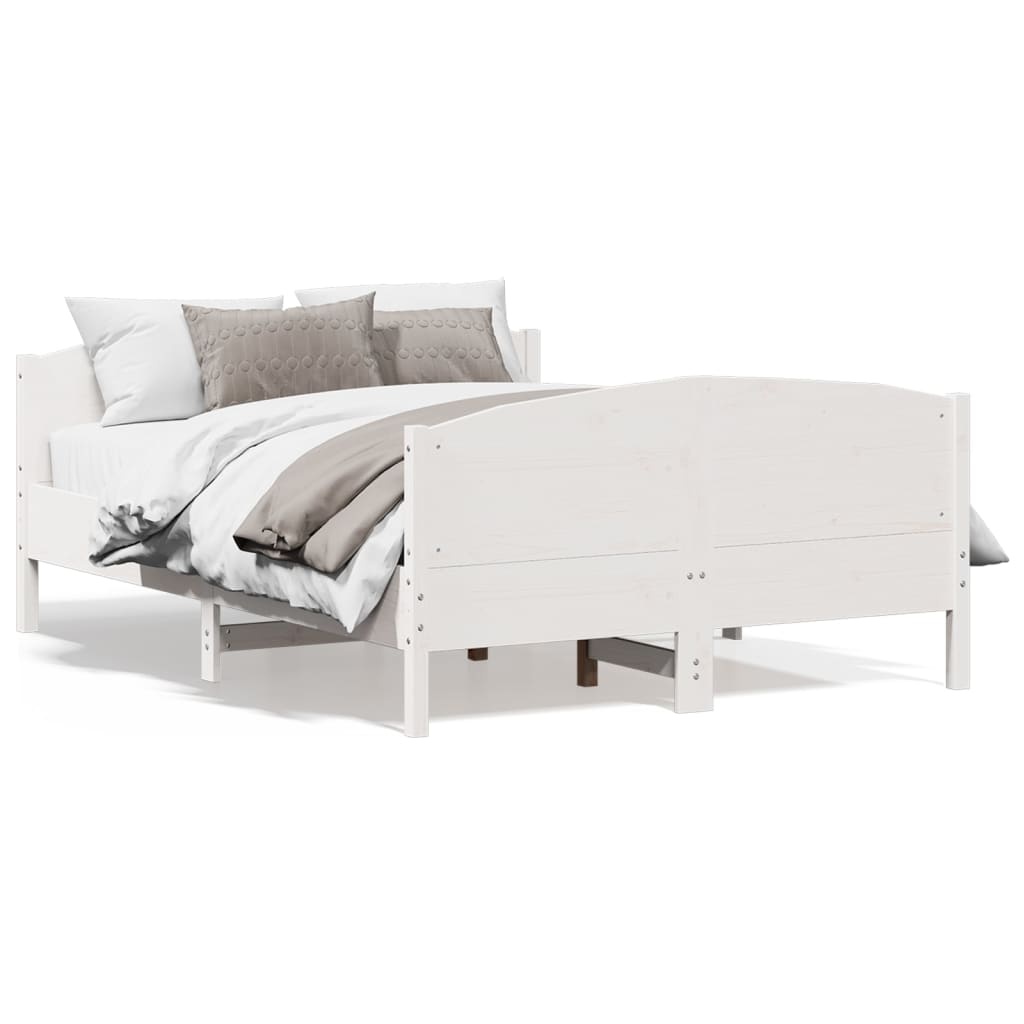 Wit Grenenhouten Bedframe met Hoofdbord (140x190 cm) - 54% Korting!