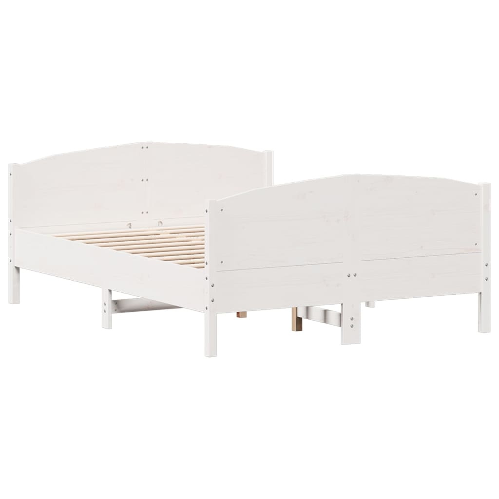 Wit Grenenhouten Bedframe met Hoofdbord (140x190 cm) - 54% Korting!