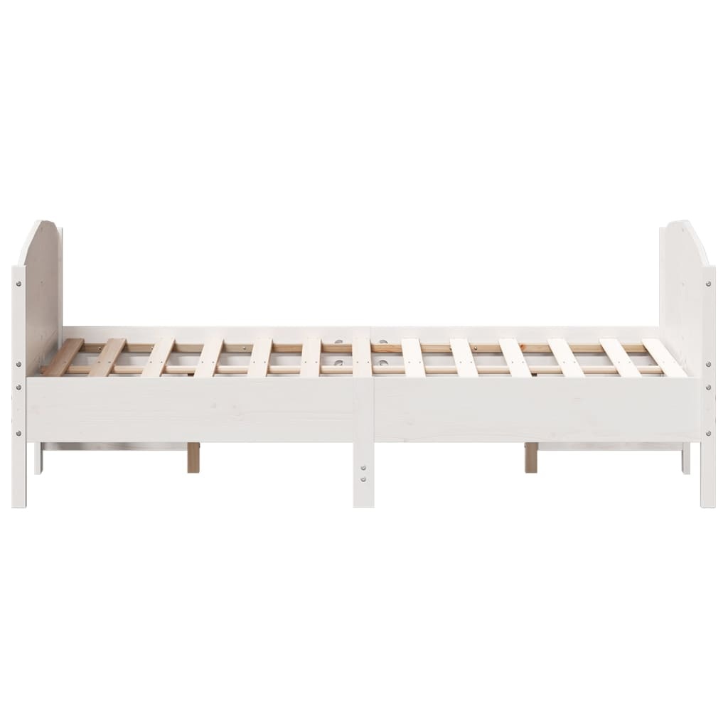 Wit Grenenhouten Bedframe met Hoofdbord (140x190 cm) - 54% Korting!