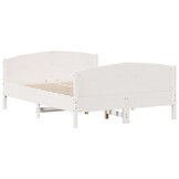 Wit Grenenhouten Bedframe met Hoofdbord (140x190 cm) - 54% Korting!