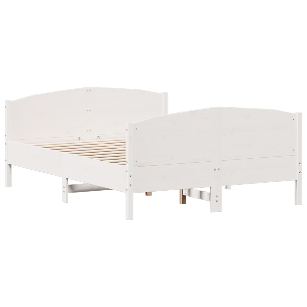 Wit Grenenhouten Bedframe met Hoofdbord (140x190 cm) - 54% Korting!