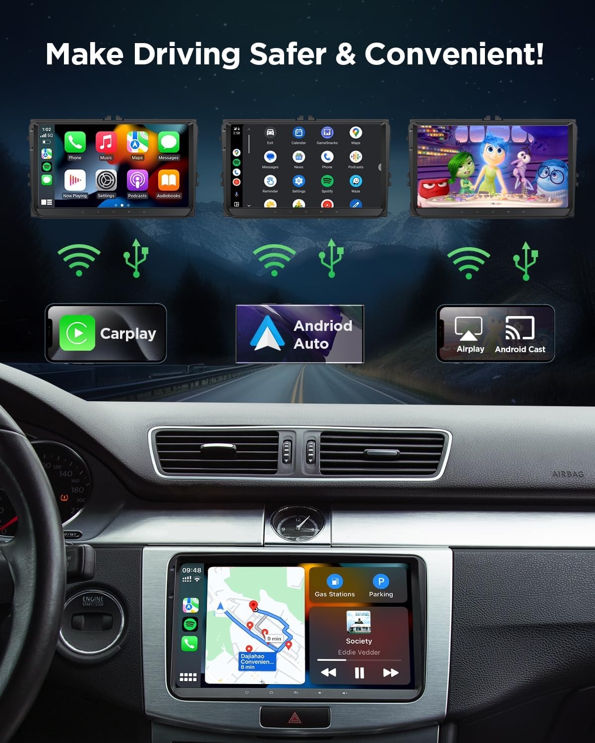 eonon Q53Pro 9 "2.5D IPS Android 10 Auto GPS NAV Sat DSP BT Ingebouwde CarPlay Android Auto Amp Autoradio Ondersteuning WiFi voor SEAT Skoda Golf