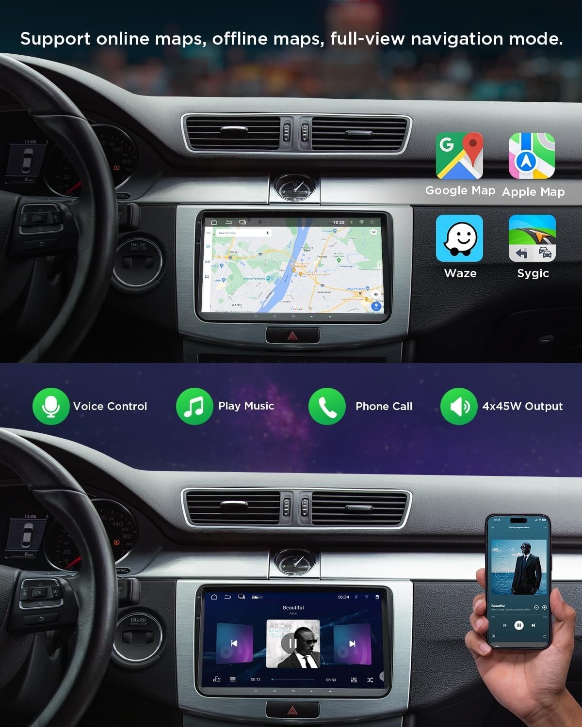 eonon Q53Pro 9 "2.5D IPS Android 10 Auto GPS NAV Sat DSP BT Ingebouwde CarPlay Android Auto Amp Autoradio Ondersteuning WiFi voor SEAT Skoda Golf