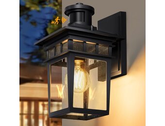 Motion Sensor Outdoor Lights, Dusk to Dawn Exterior Wall Light 3 Modes, Porch Light Fixture for House, Waterproof Aluminum Anti-Rust Lantern for Garage Entryway, Motion Activated