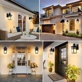 Motion Sensor Outdoor Lights, Dusk to Dawn Exterior Wall Light 3 Modes, Porch Light Fixture for House, Waterproof Aluminum Anti-Rust Lantern for Garage Entryway, Motion Activated