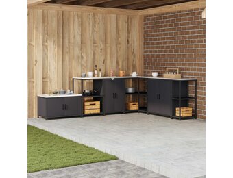 vidaXL Keukenopslag Kast HATTEM Zwart 60 x 50 x 92 cm Staal
