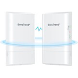 BrosTrend 5GHz 867Mbps WiFi Bridge WiFi-brug Punt-tot-Punt Buitenshuis CPE, Plug-and-play 1KM Lange Afstand Draadloze Brug met Passieve PoE-adapter, voor Boerderijgarage, Ethernet-Brug voor PtP/PtMP