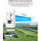 BrosTrend 5GHz 867Mbps WiFi Bridge WiFi-brug Punt-tot-Punt Buitenshuis CPE, Plug-and-play 1KM Lange Afstand Draadloze Brug met Passieve PoE-adapter, voor Boerderijgarage, Ethernet-Brug voor PtP/PtMP