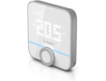 Bosch Smart Home Kamerthermostaat II voor bedrade verwarmingssystemen, 230 V, compatibel met Google Assistant en Alexa