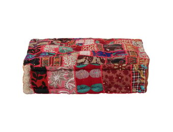 vidaXL Poef patchwork vierkant handgemaakt 50x50x12 cm katoen rood