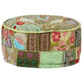 Handgemaakte Patchwork Poef Rond Katoen Groen 40x20 cm - 46% Korting!