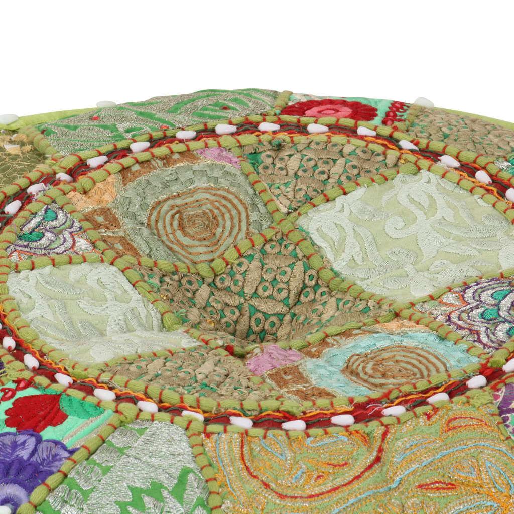 Handgemaakte Patchwork Poef Rond Katoen Groen 40x20 cm - 46% Korting!