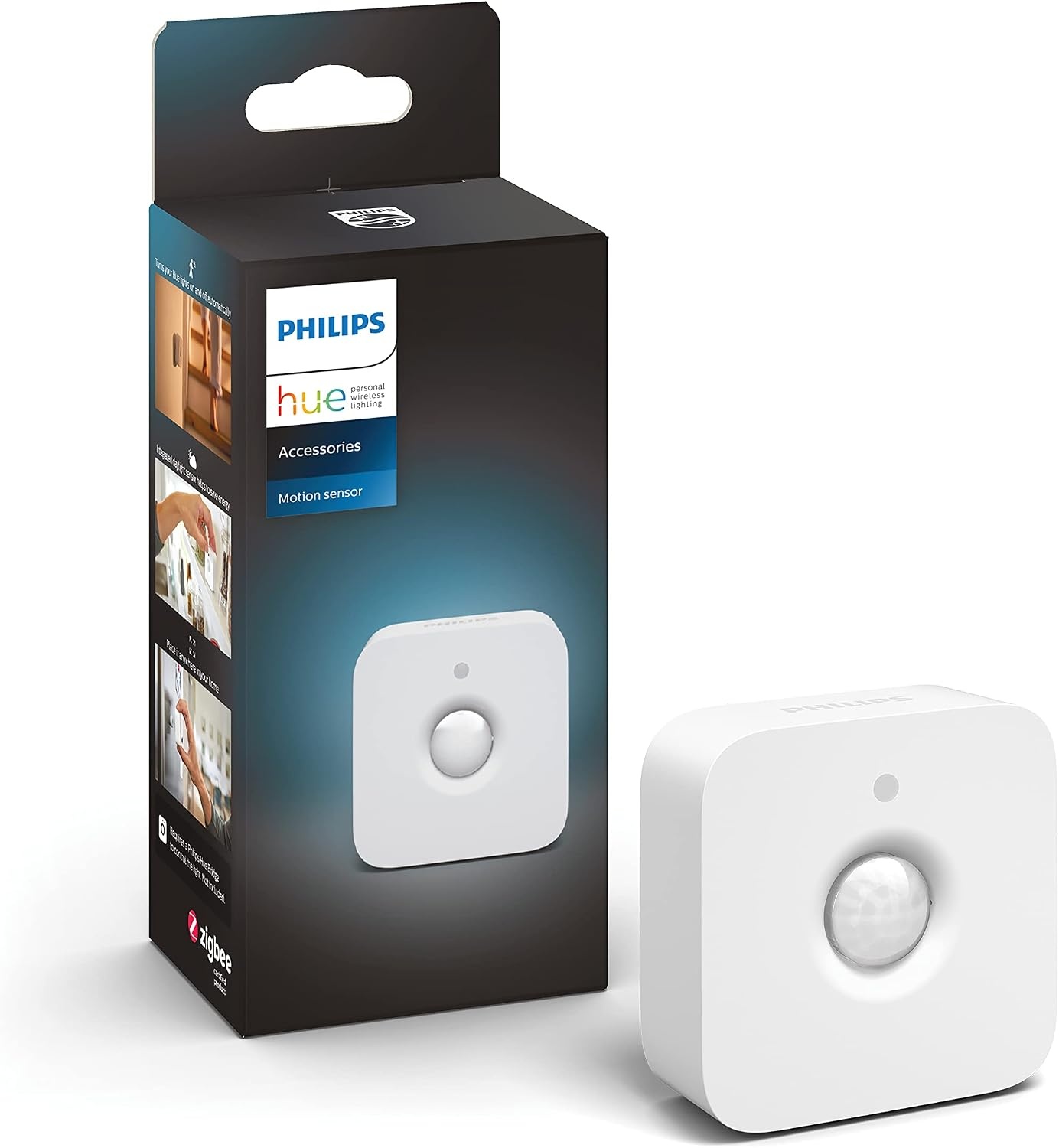 Philips Hue Bewegingssensor - Activeer Je Hue Lampen Bij Beweging - met Ingebouwde Lichtsensor - Overal Eenvoudig te Bevestigen - Verbind met Bridge