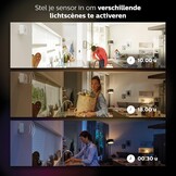 Philips Hue Bewegingssensor - Activeer Je Hue Lampen Bij Beweging - met Ingebouwde Lichtsensor - Overal Eenvoudig te Bevestigen - Verbind met Bridge