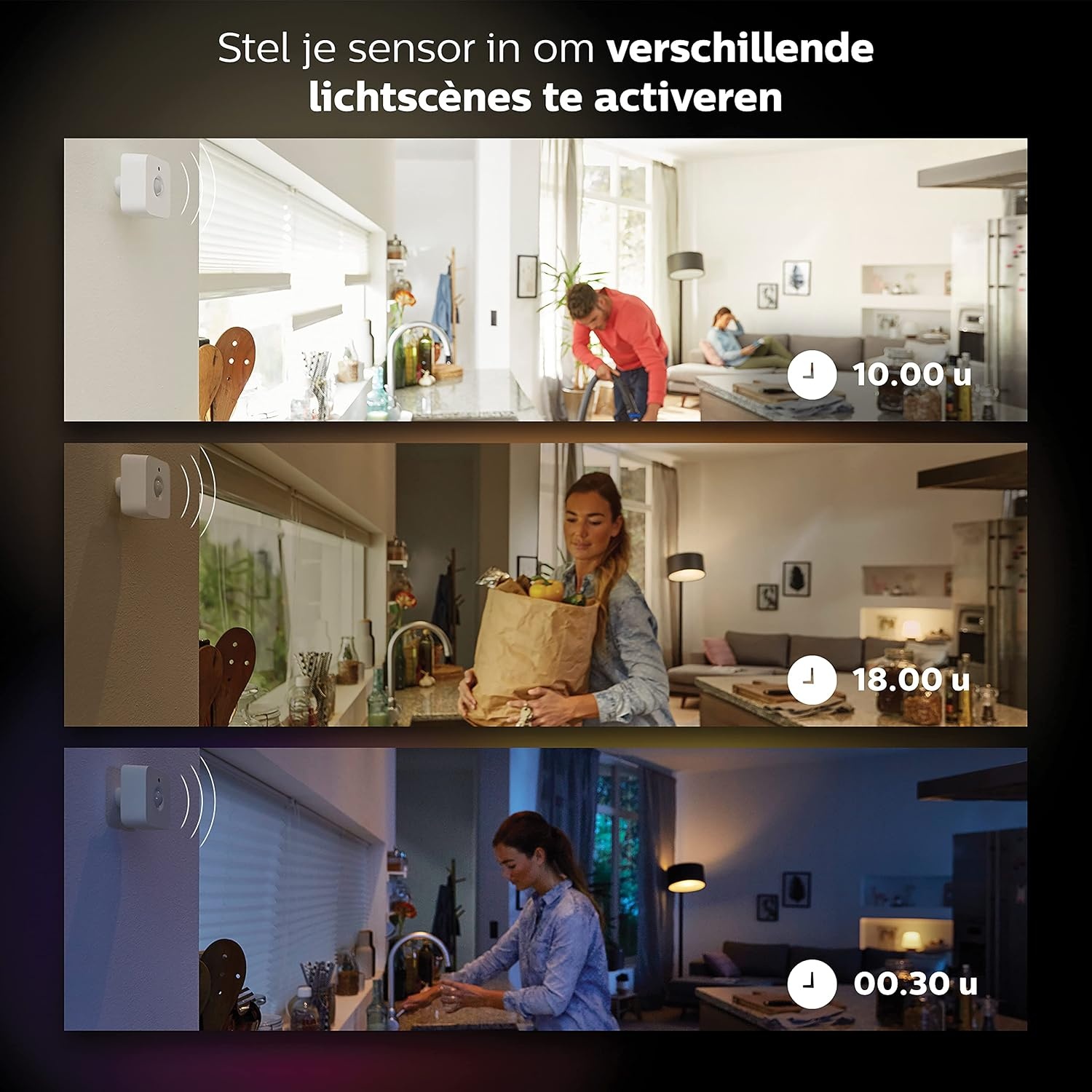 Philips Hue Bewegingssensor - Activeer Je Hue Lampen Bij Beweging - met Ingebouwde Lichtsensor - Overal Eenvoudig te Bevestigen - Verbind met Bridge