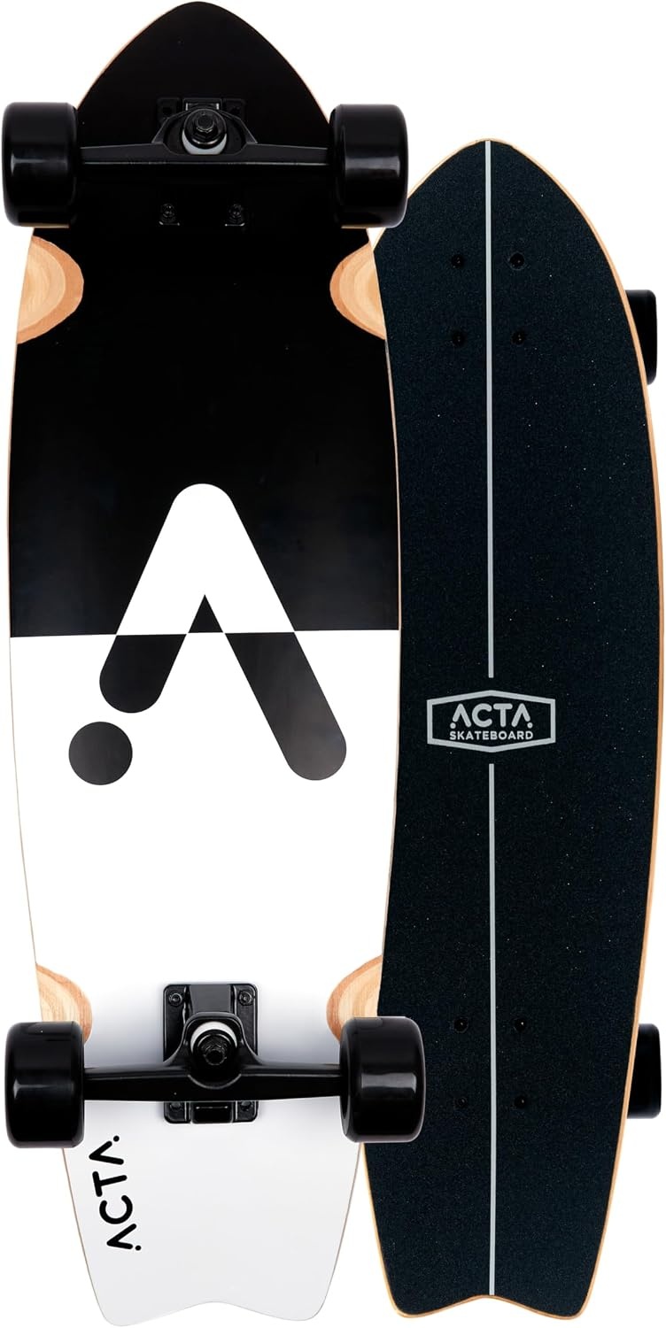 ACTA Surfskate Seaweed 81 cm 31"- 7-laags esdoorn surfplank - ideaal voor beginners en gevorderden - voor pumptrack, cruising en urban carving (Upside Down)