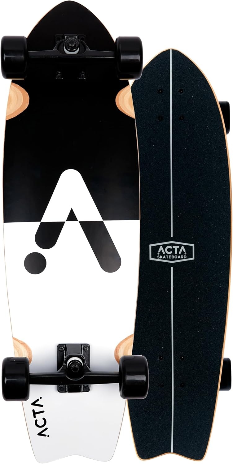ACTA Surfskate Seaweed 81 cm 31"- 7-laags esdoorn surfplank - ideaal voor beginners en gevorderden - voor pumptrack, cruising en urban carving (Upside Down)