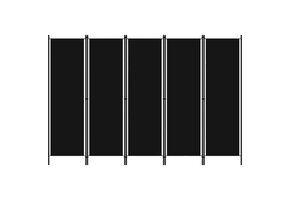 Kamerscherm met 5 panelen 250x180 cm Zwart - 33% Korting!