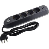 BTICINO Poker Stekkerdoos 6-voudig, 2 USB-stopcontacten en 4 veelzijdige stopcontacten (Schuko 10/16 A en bypass), stekkerdoos met schakelaar, kabel 1,5 m stekker, 16 A, robuust en ruimtebesparend