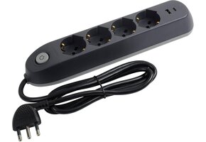 Bticino Poker Stekkerdoos: 4 Stopcontacten, 2 USB, 1.5m, Zwart - 34% Korting!