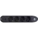 BTICINO Poker Stekkerdoos 6-voudig, 2 USB-stopcontacten en 4 veelzijdige stopcontacten (Schuko 10/16 A en bypass), stekkerdoos met schakelaar, kabel 1,5 m stekker, 16 A, robuust en ruimtebesparend