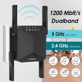 Wifi-versterker 1200 Mbit/s Dual Band WiFi Repeater 5GHz + 2,4GHz WiFi Repeater met WPS WLAN internetversterker compatibel met alle apparaten WiFi Range