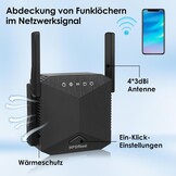 Wifi-versterker 1200 Mbit/s Dual Band WiFi Repeater 5GHz + 2,4GHz WiFi Repeater met WPS WLAN internetversterker compatibel met alle apparaten WiFi Range